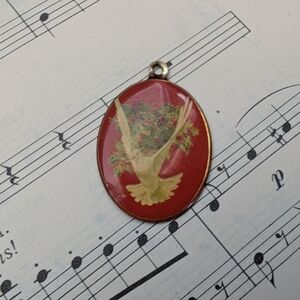 Vintage Red Pendant with Dove Design